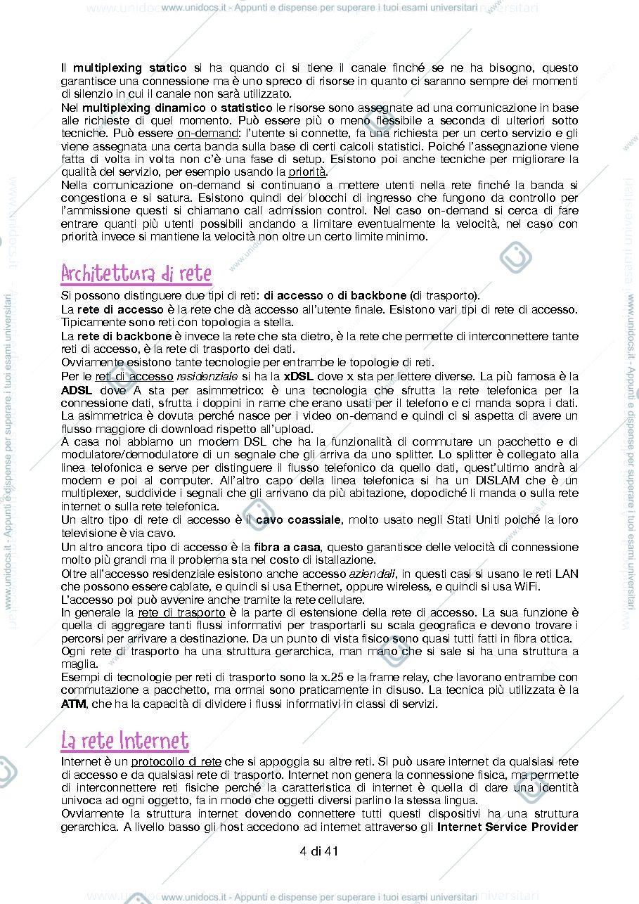 Anteprima pagina 4 — riassunto degli argomenti fondamentali del corso 