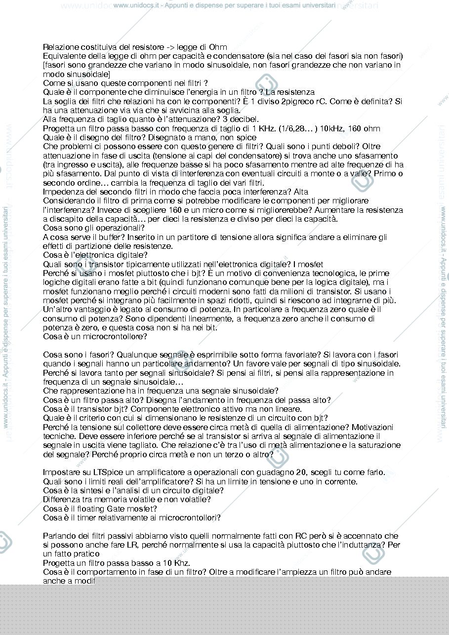 Anteprima pagina 1 — domande fatte all'orale 