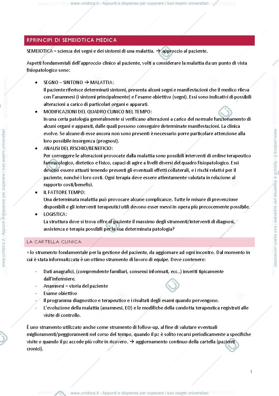 Anteprima pagina 1 — PRINCIPI DI SEMEIOTICA MEDICA