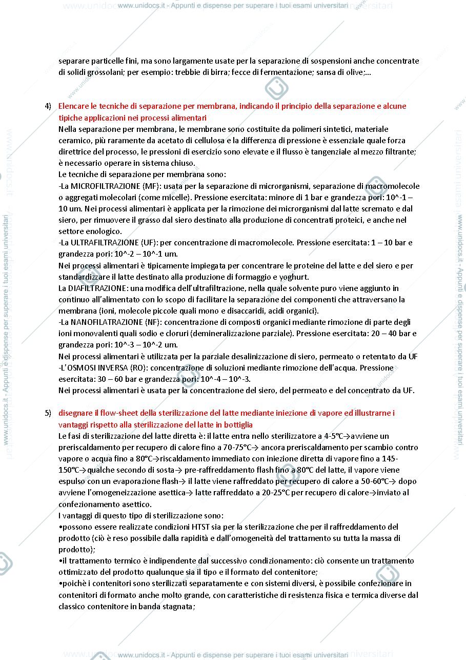 Anteprima pagina 2 — domande principi di tecnologia alimentare operazioni unitarie