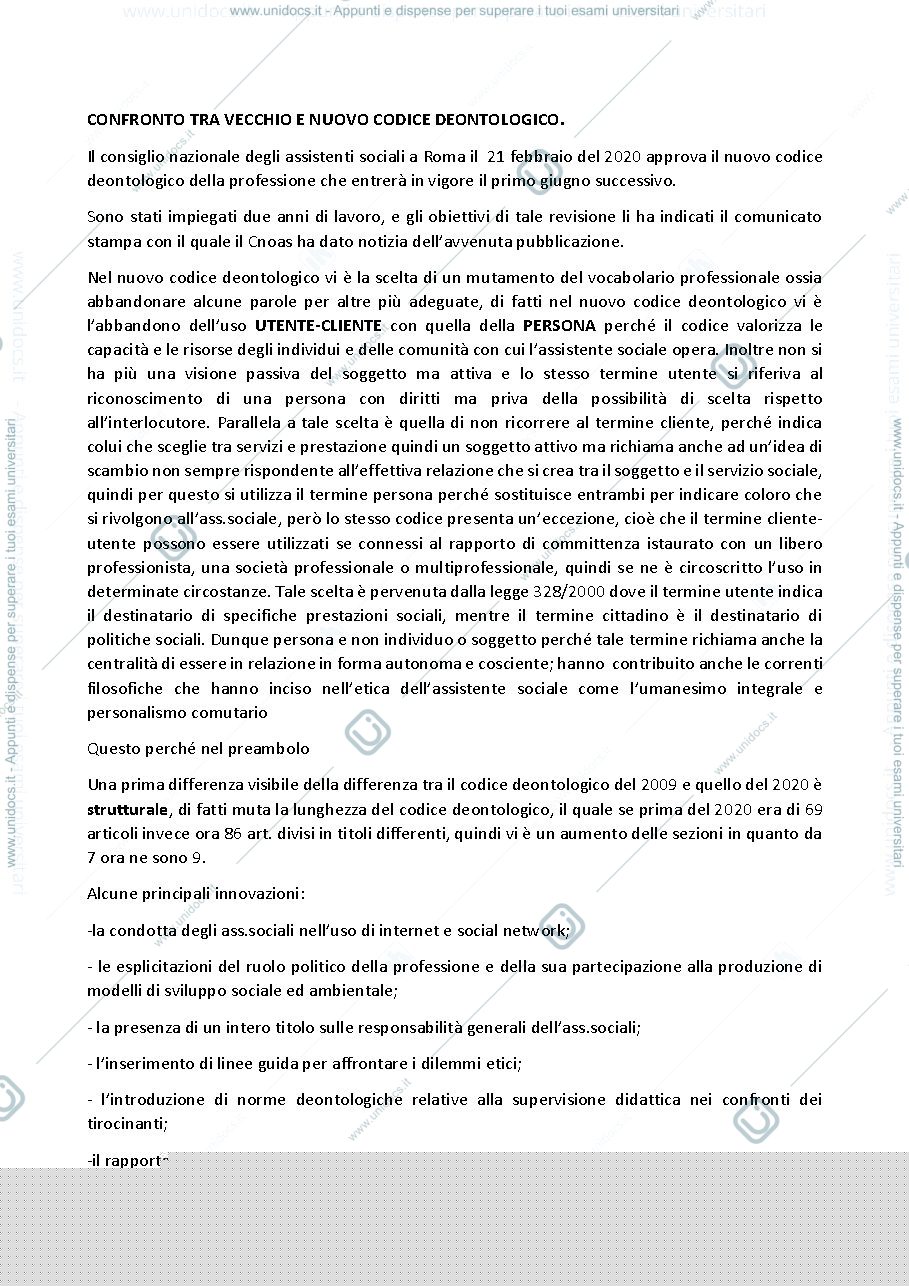 Anteprima pagina 1 — confronto del vecchio e nuovo codice deontologico