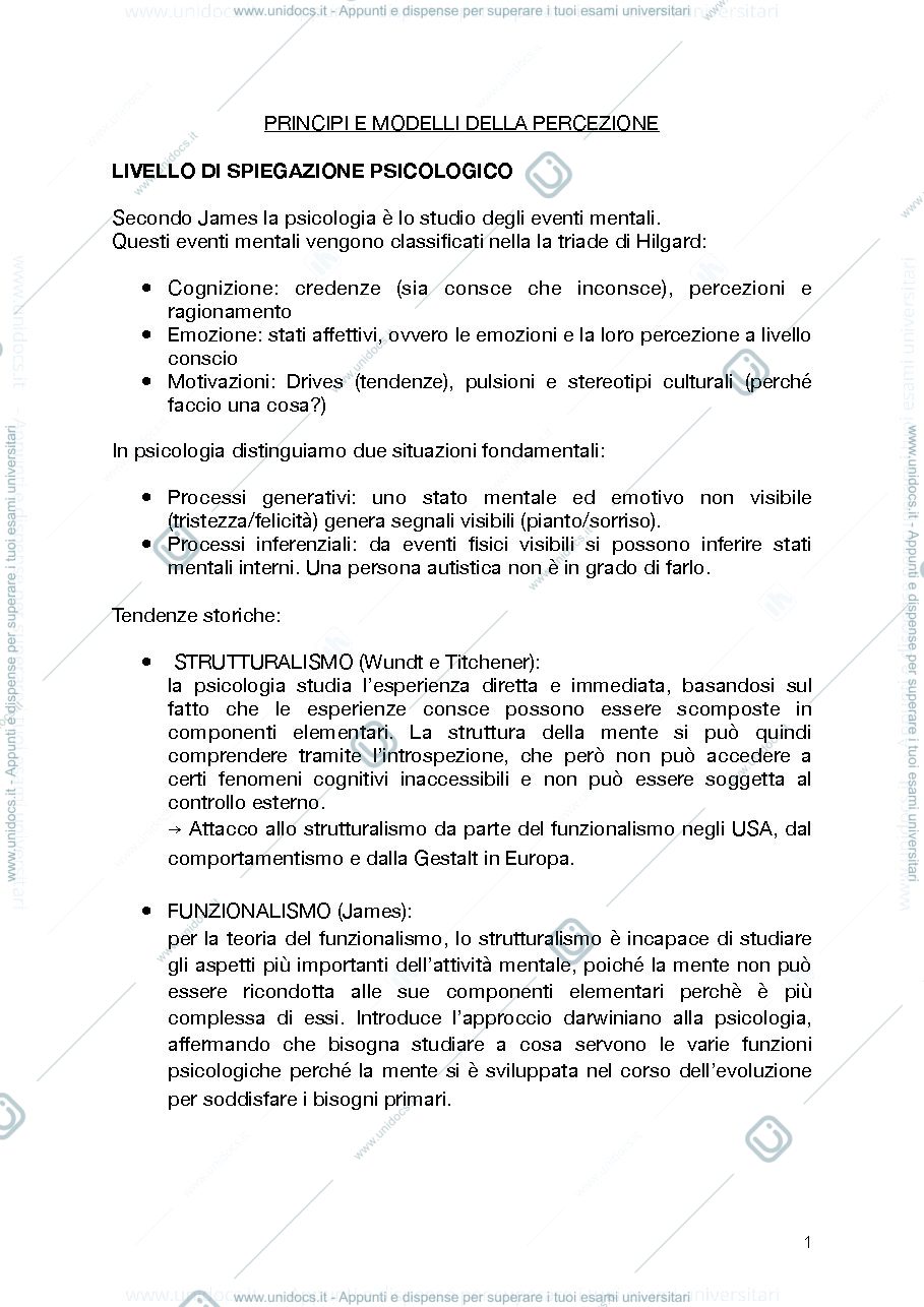 Anteprima pagina 1 — Principi e Modelli della Percezione