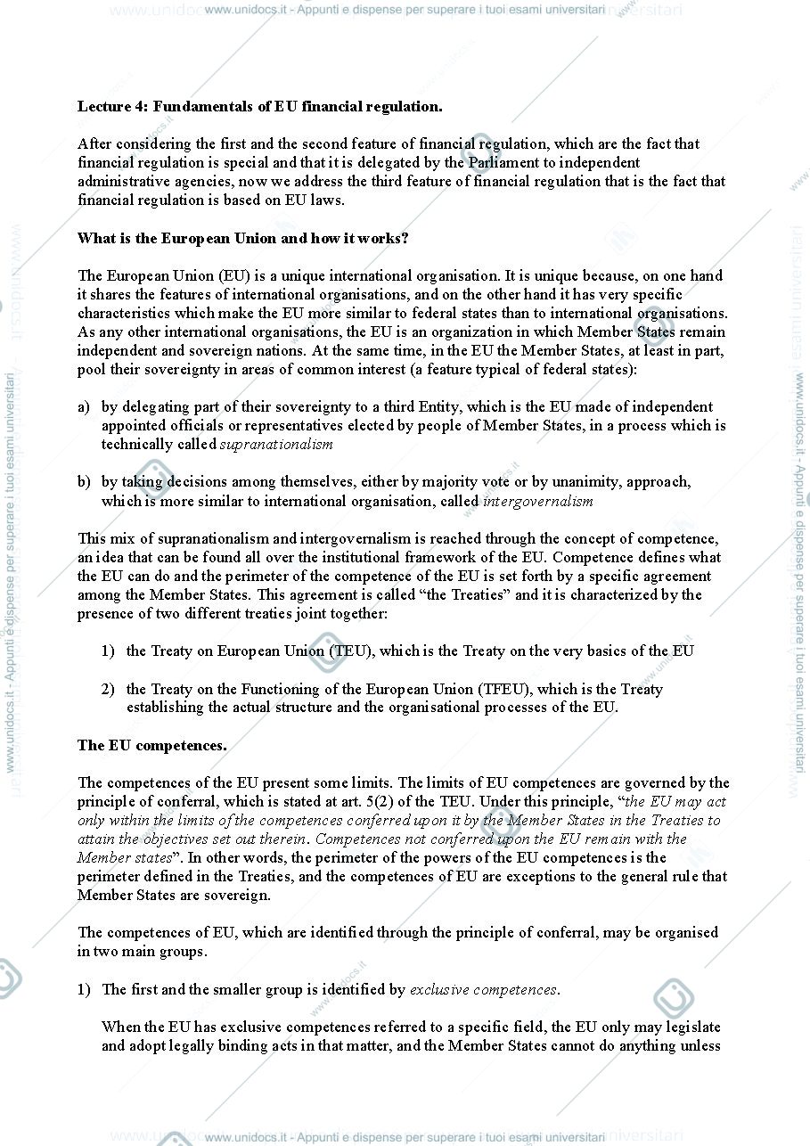Anteprima pagina 1 — Fundamentals of EU financial regulation