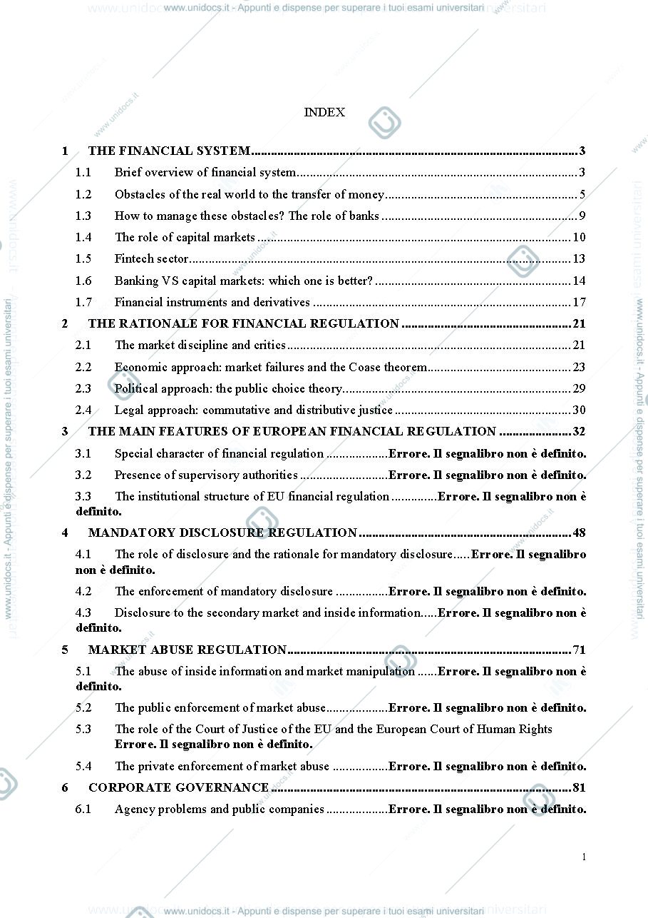 Anteprima pagina 1 — Dispensa Principles of financial regulation