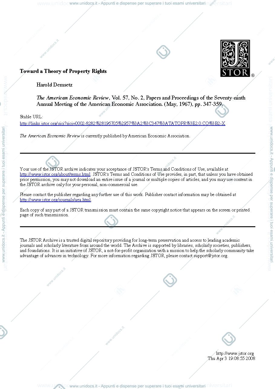 Anteprima pagina 1 — Towards a Theory of Property Rights