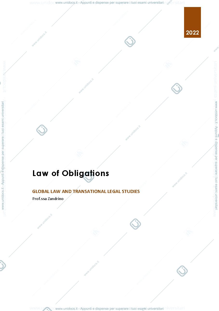 Anteprima pagina 1 — Rissunto Law of Obligations - Roman Law