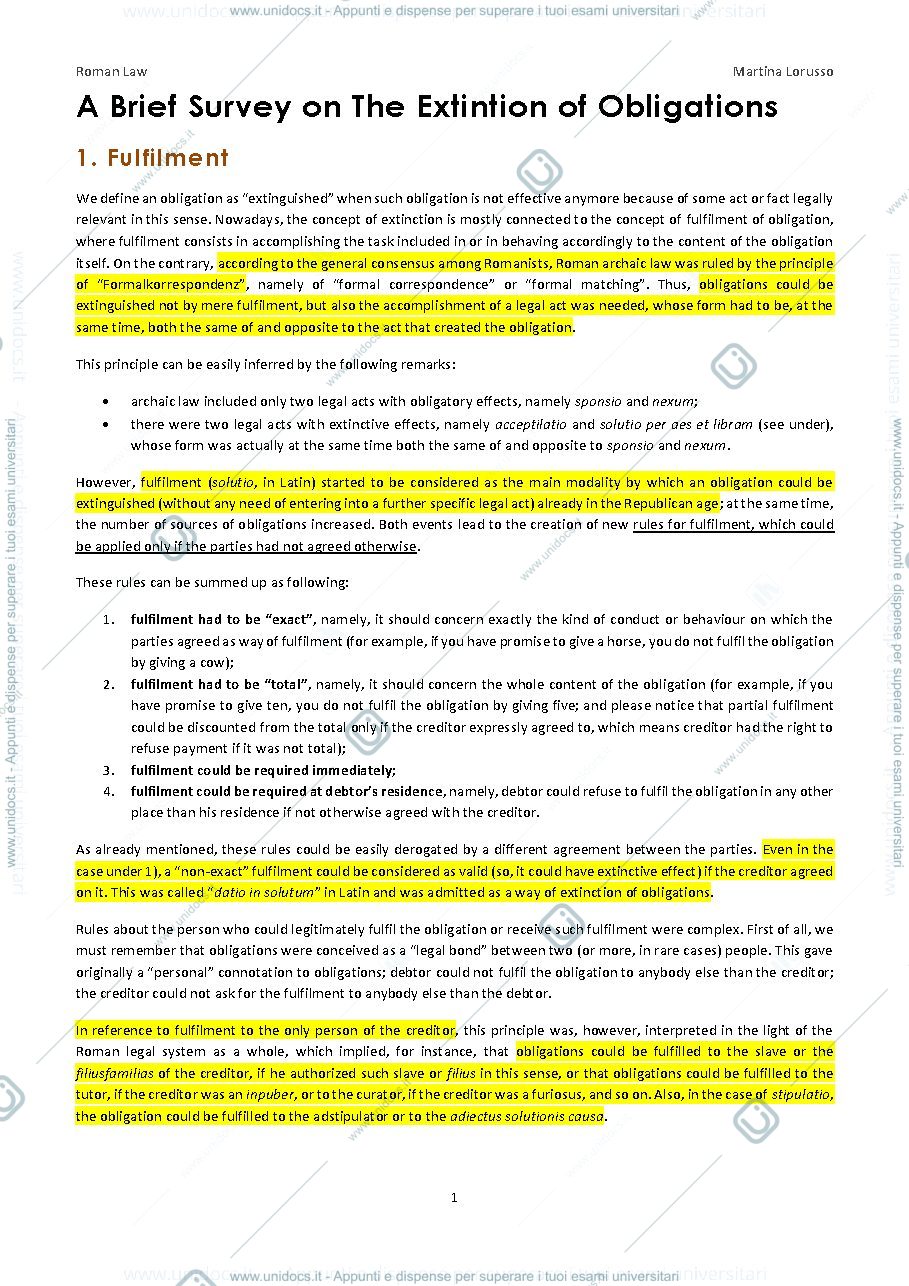 Anteprima pagina 2 — Rissunto Law of Obligations - Roman Law