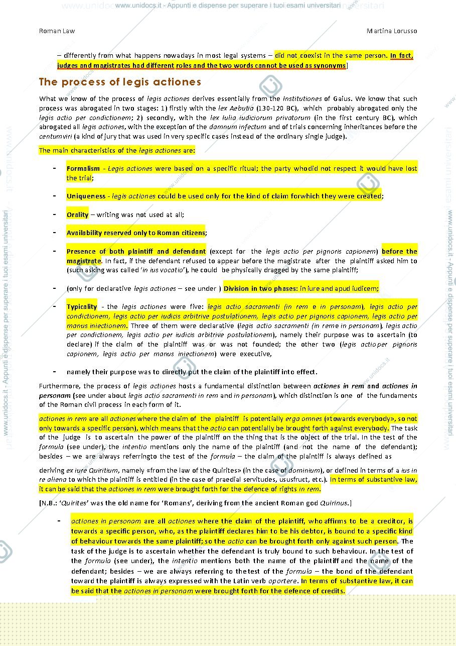 Anteprima pagina 3 — Roman Law: Law of Actions (Notes)