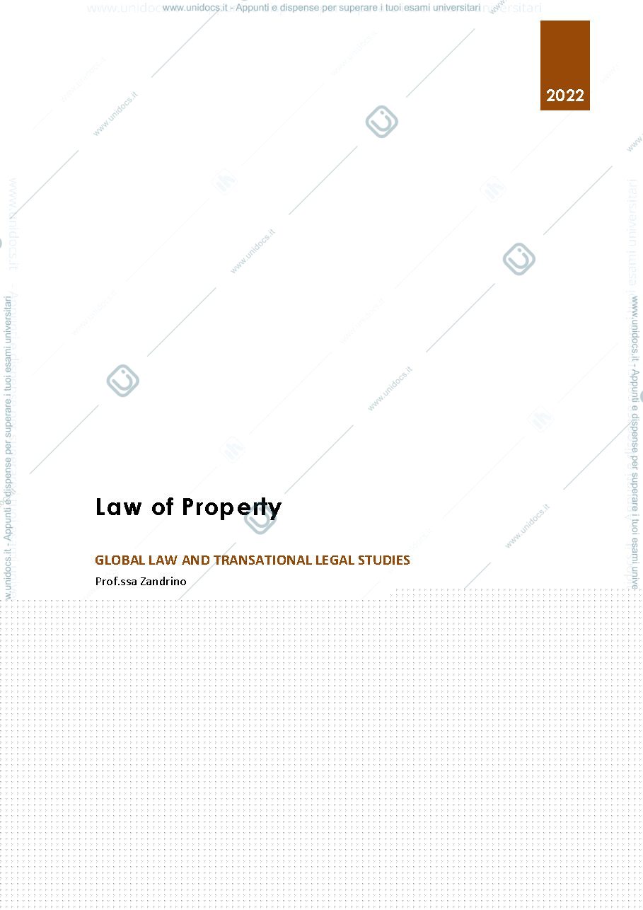 Anteprima pagina 1 — Breve riassunto introduttivo alla Law of Property - Roman Law