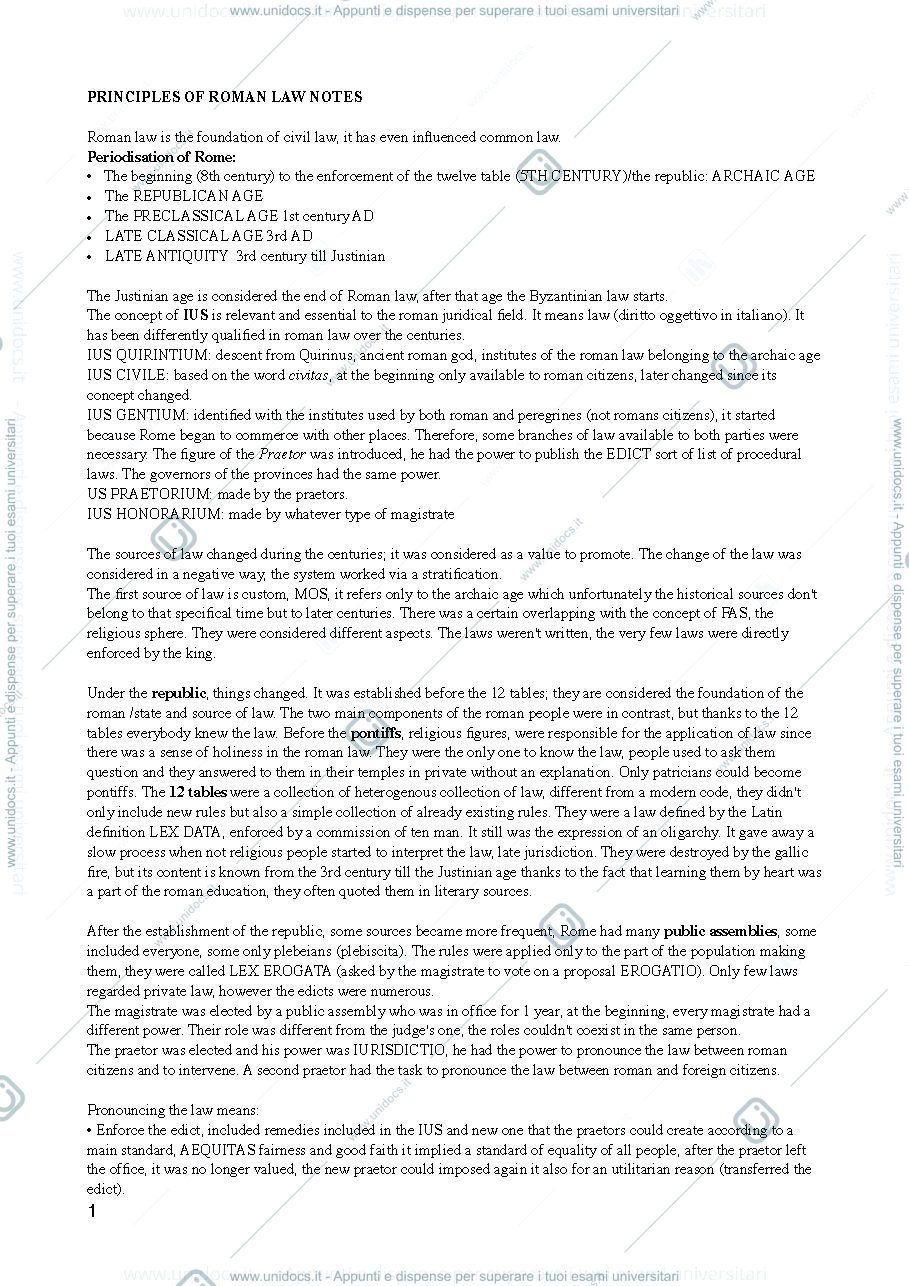 Anteprima pagina 1 — Roman law