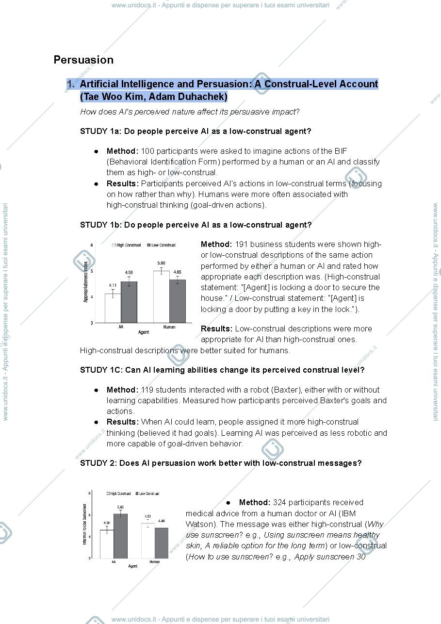 Notes and experimental studies - exam optimized — Principles of social ...
