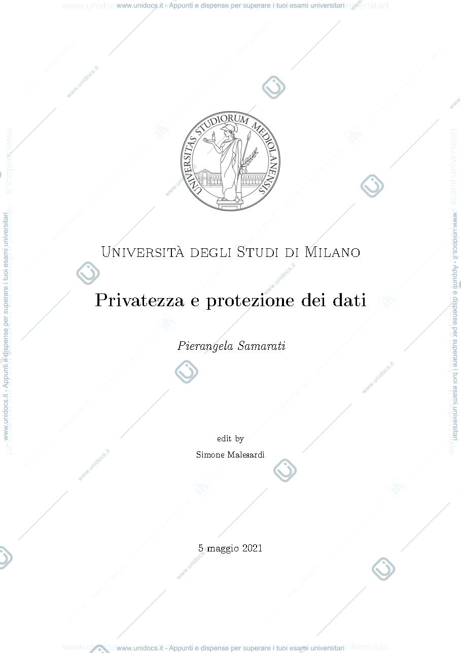 Anteprima pagina 1 — Privatezza e protezione dei dati