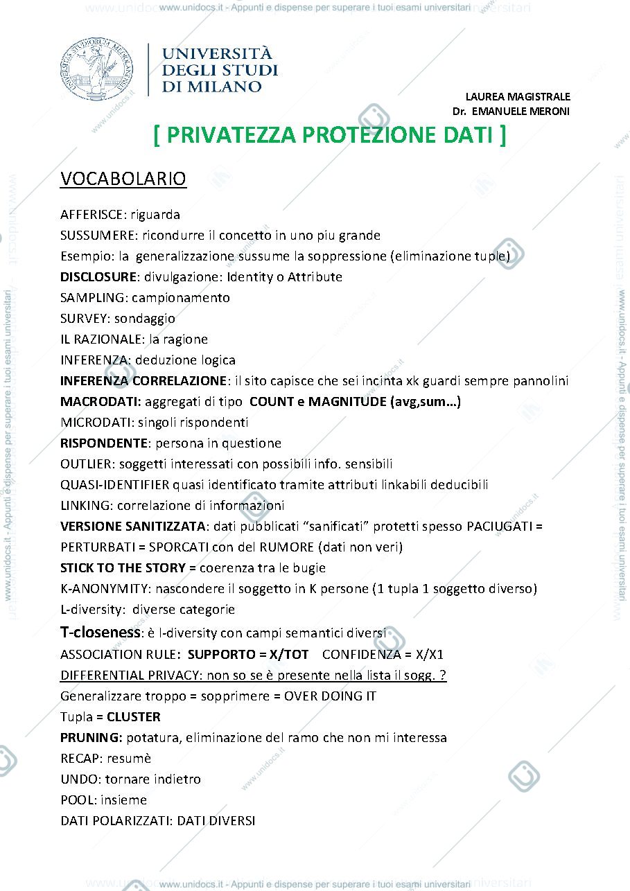 Anteprima pagina 1 — VOCABOLARIO DI PPD