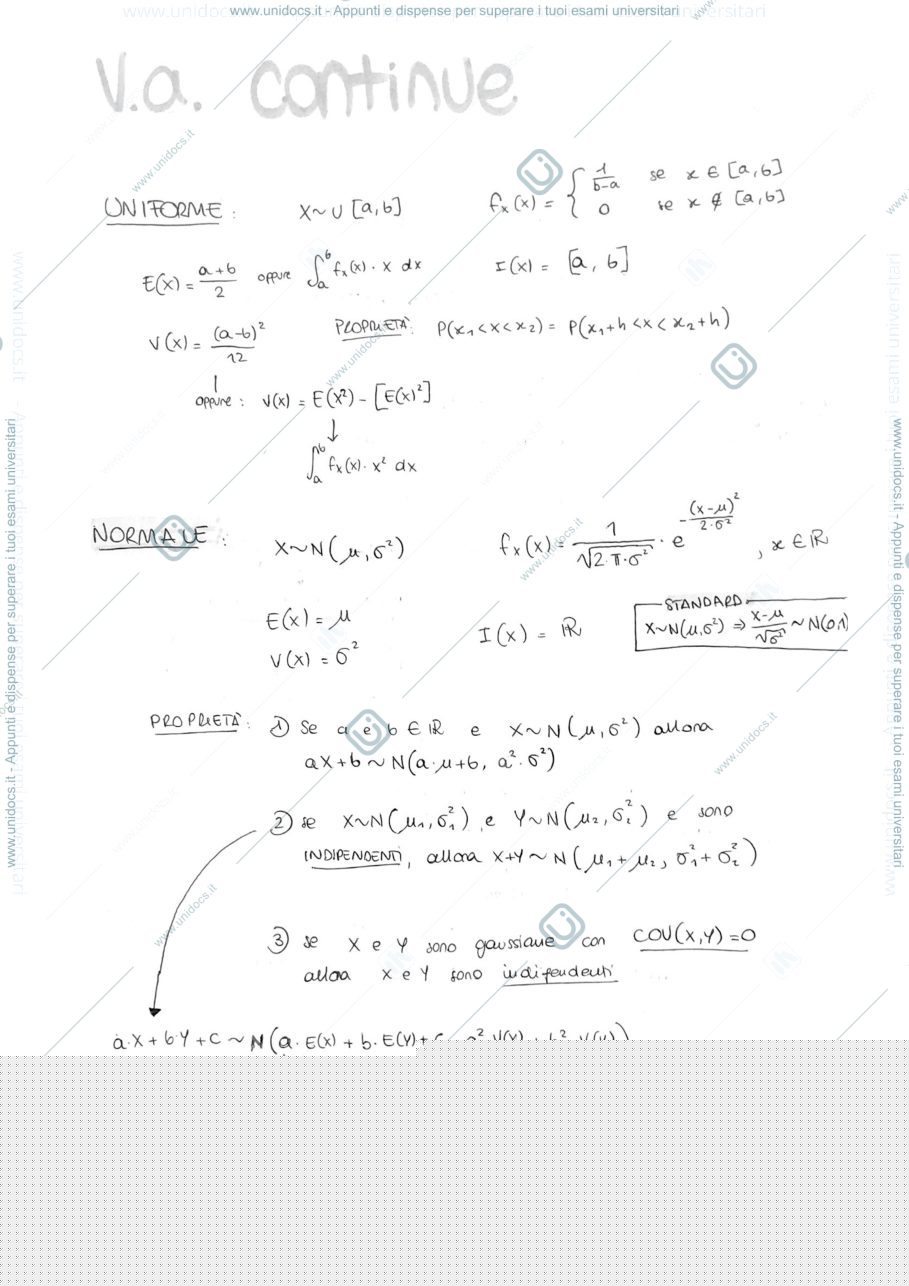 Anteprima pagina 1 — Appunti probabilità 