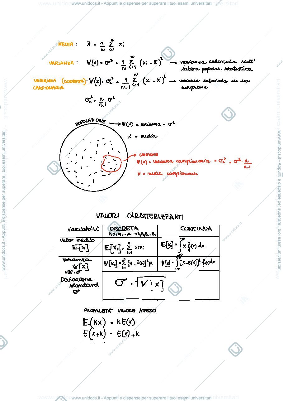 Anteprima pagina 1 — Riassunti Probabilità e Statistica