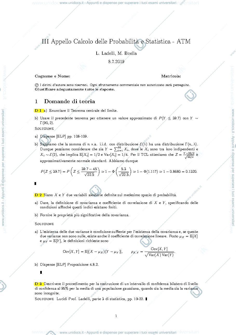 Anteprima pagina 1 — Temi d'esame prof: Ladelli
