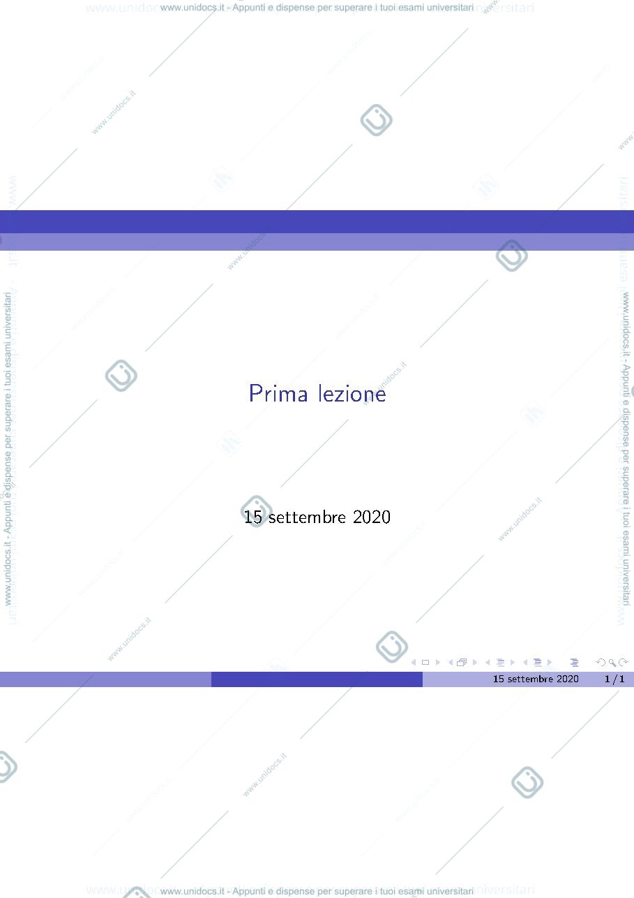 Anteprima pagina 1 — Lezione 0 - 15 settembre 2020 lezioni prof: Ladelli