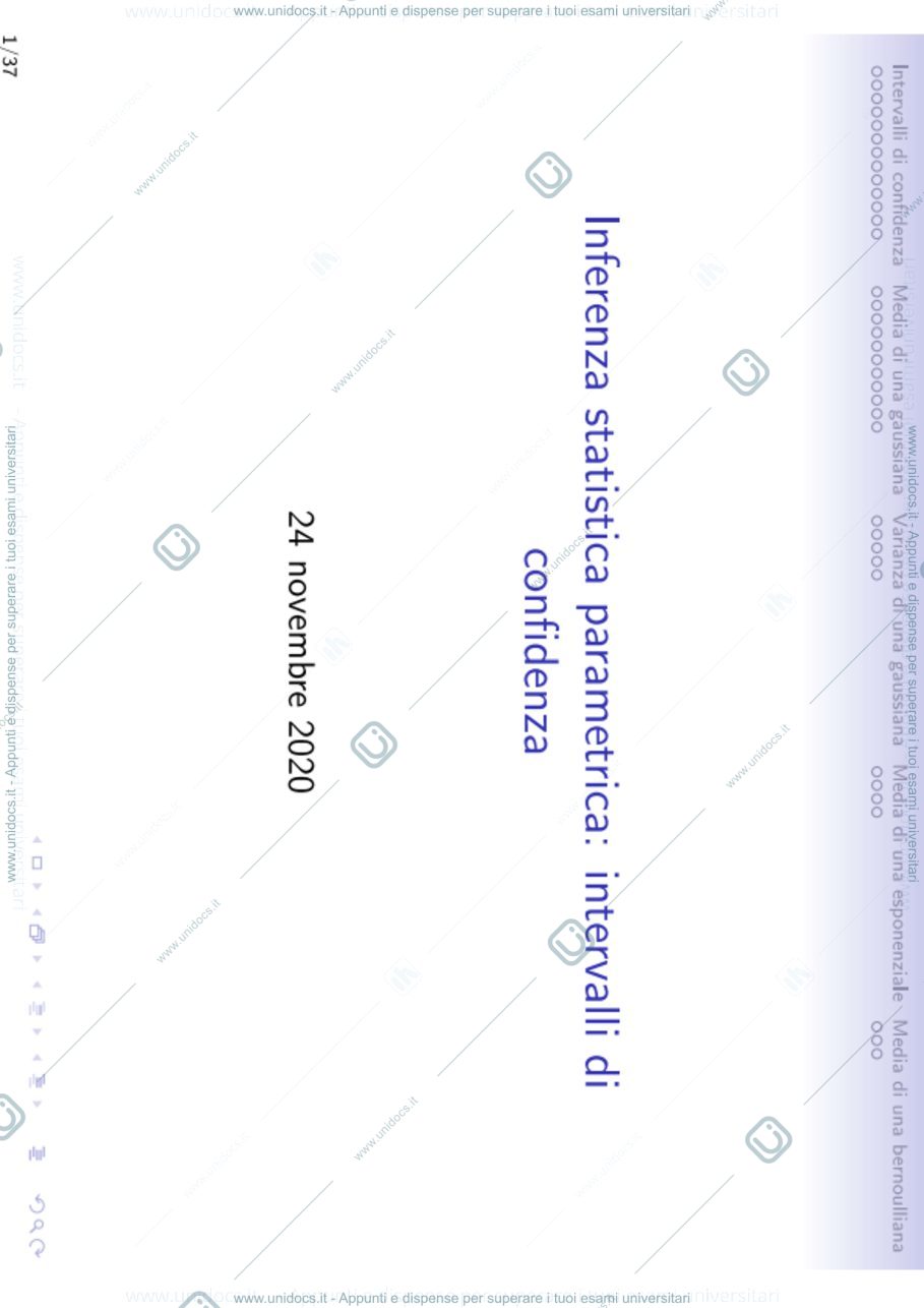 Anteprima pagina 1 — Lezione 20 - Inferenza statististica parametrica-intervalli di confidenza lezioni prof : Ladelli