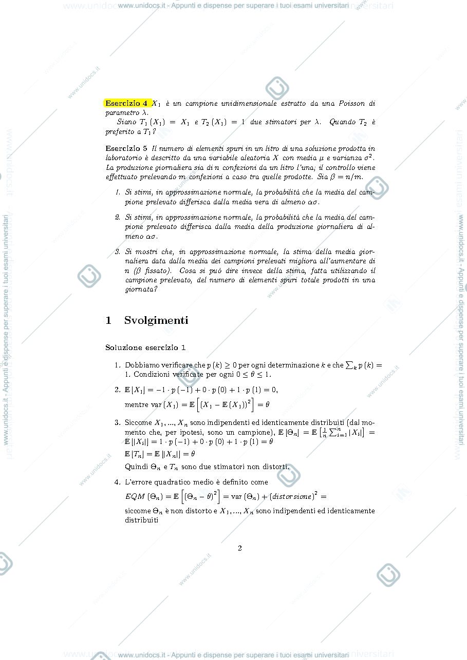 Anteprima pagina 2 — esercitazioni probabilità e statistica