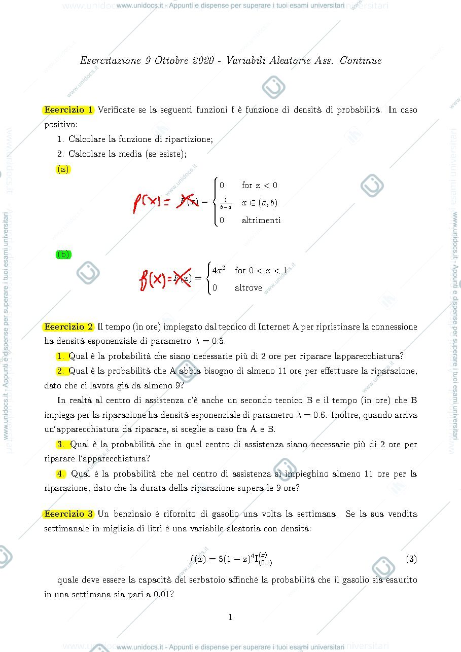 Anteprima pagina 1 — esercitazioni prof : Di Iorio, Ladelli