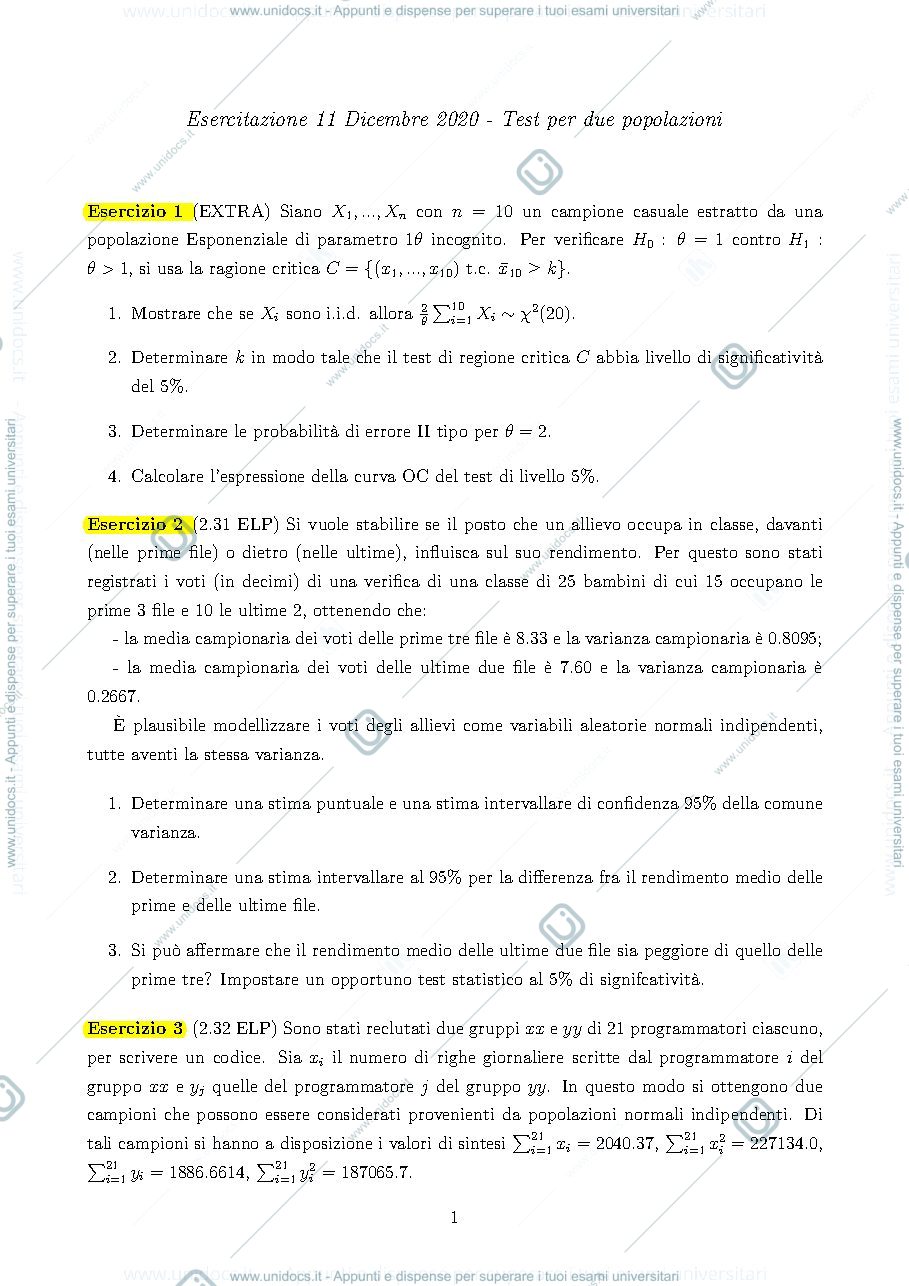 Anteprima pagina 1 — esercitazioni prof : Di Iorio, Ladelli