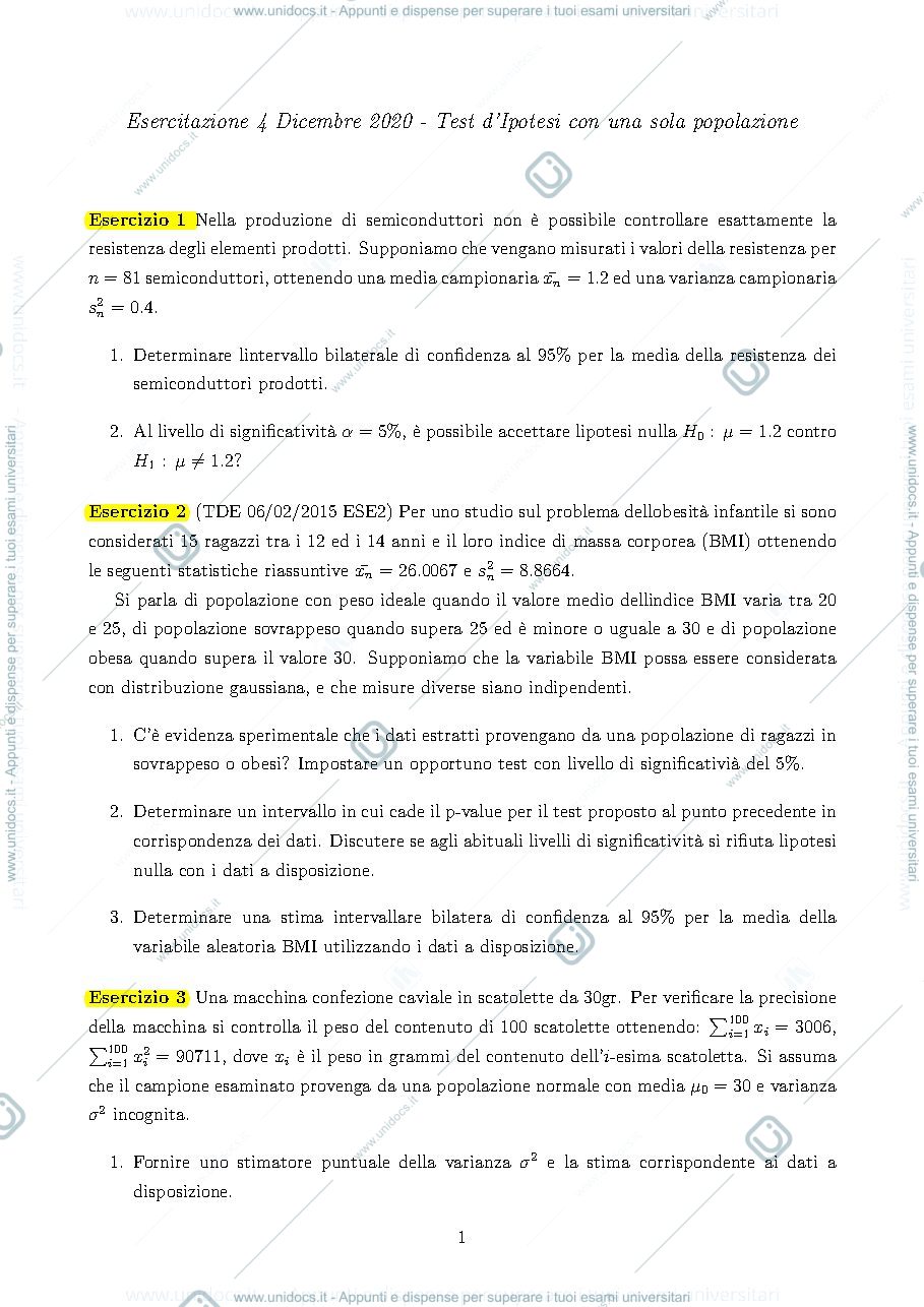 Anteprima pagina 1 — esercitazioni prof : Di Iorio, Ladelli