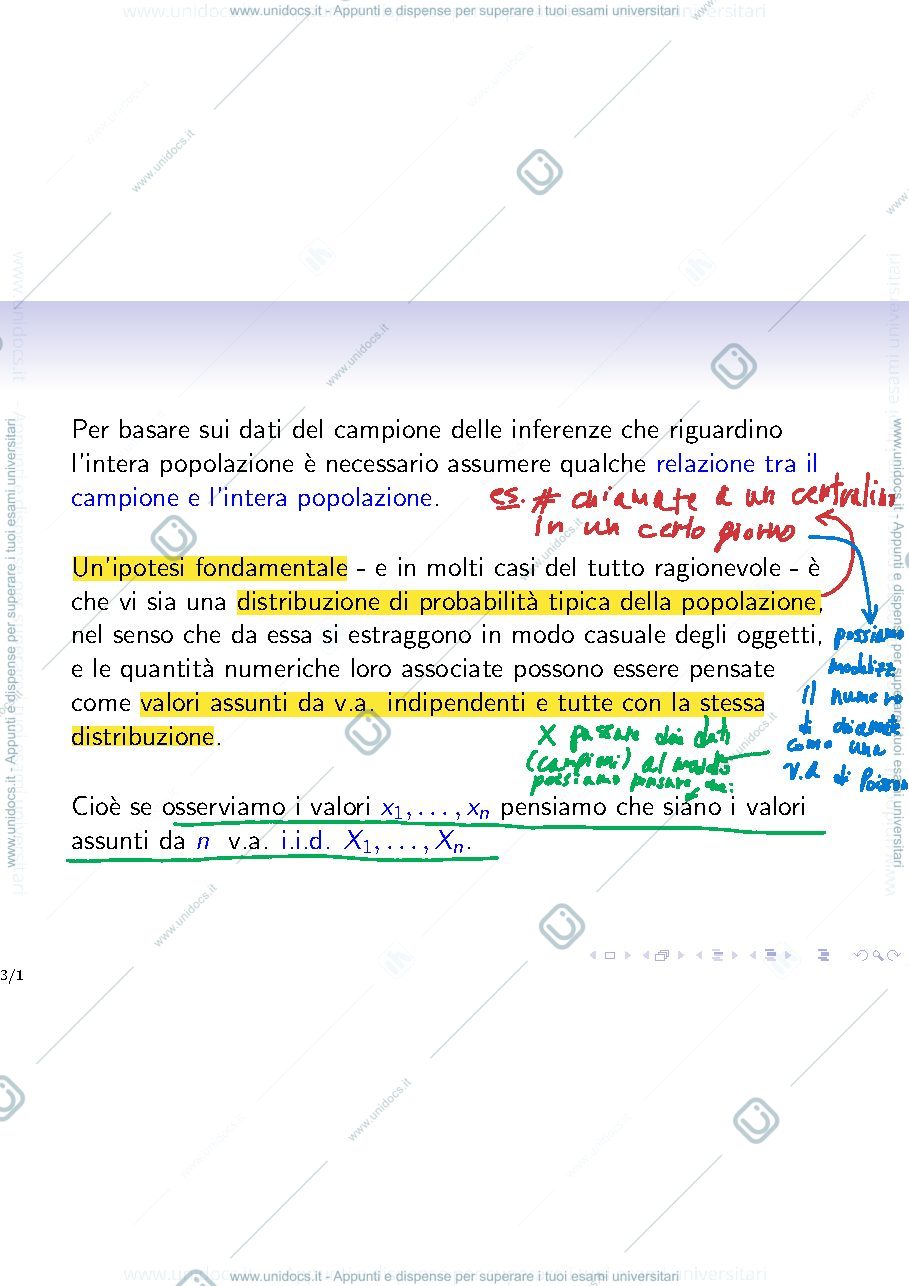 Anteprima pagina 3 — Lezione 16 - Introduzione all'inferenza statistica e statistiche campionarie lezioni prof : Ladelli