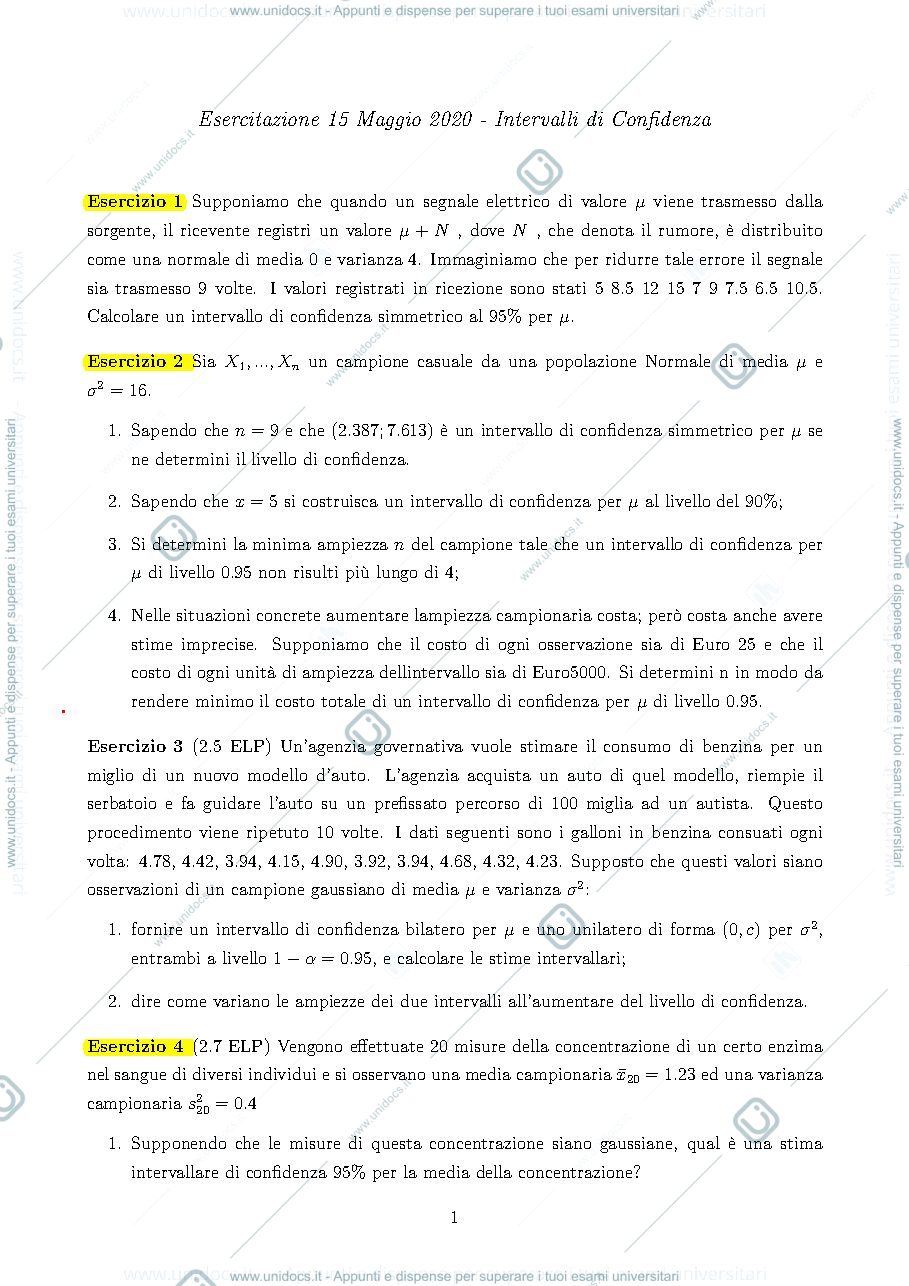 Anteprima pagina 1 — esercitazioni prof : Di Iorio, Ladelli