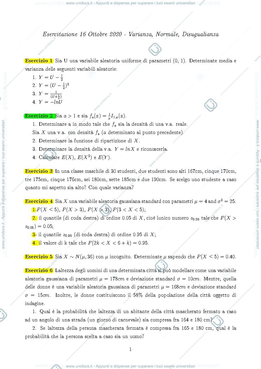 Anteprima pagina 1 — esercitazioni prof : Di Iorio, Ladelli
