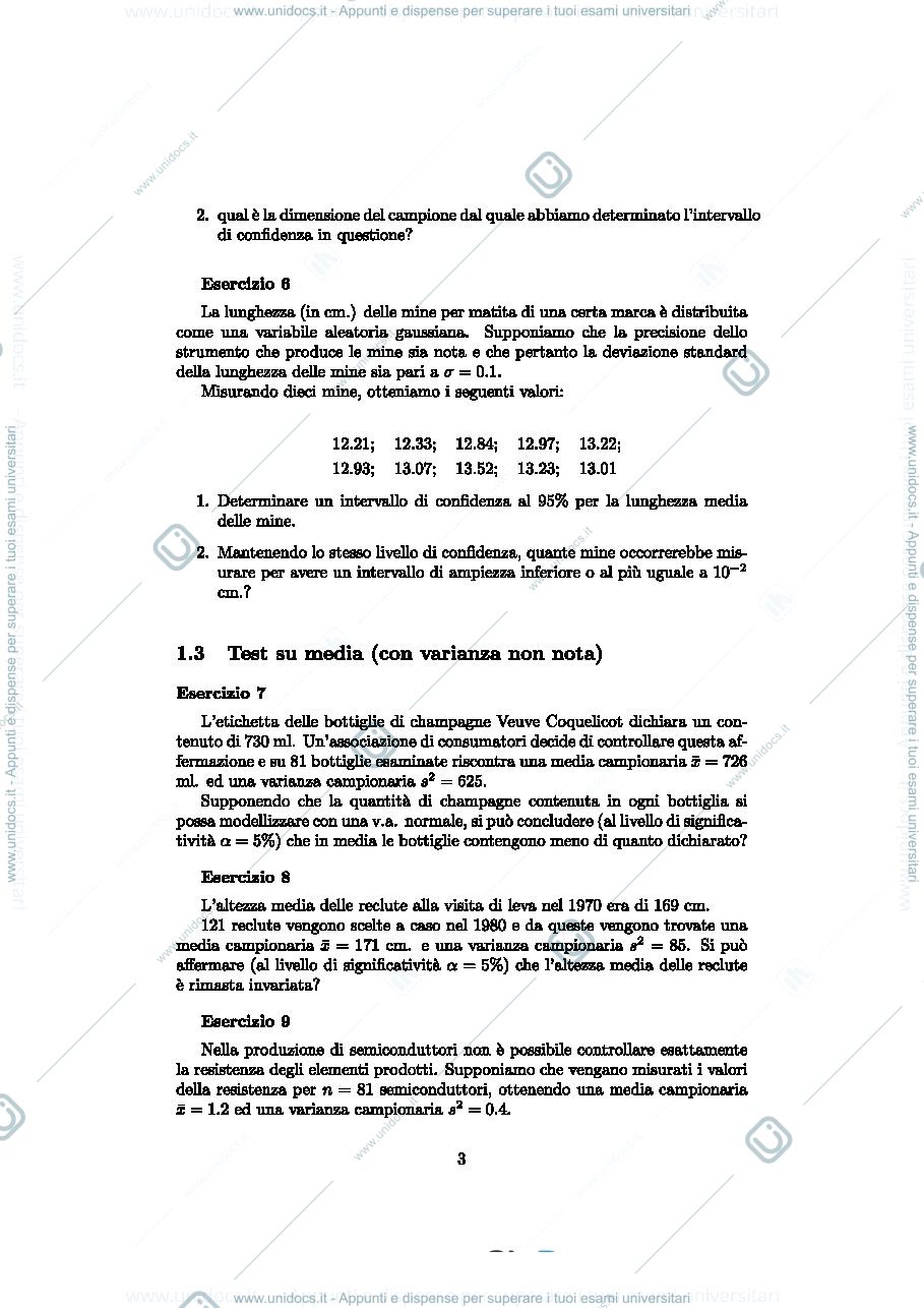 Anteprima pagina 3 — esercitazioni probabilità e statistica