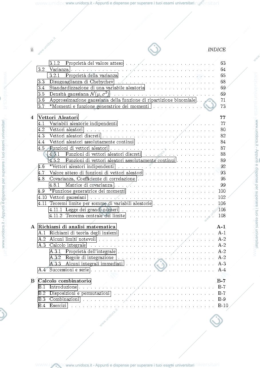 Anteprima pagina 4 — Dispense di Calcolo delle probabilita' prof:Ladelli