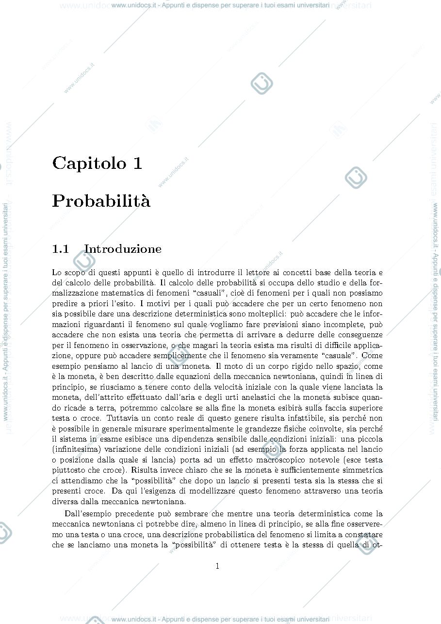 Anteprima pagina 5 — Dispense di Calcolo delle probabilita' prof:Ladelli
