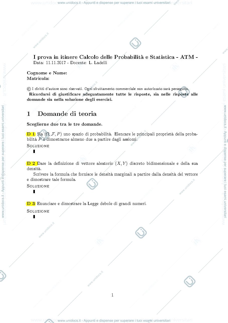 Anteprima pagina 1 — Temi d'esame prof: Ladelli