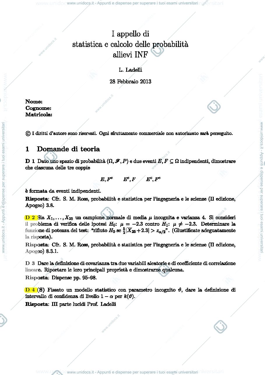 Anteprima pagina 1 — Temi d'esame prof: Ladelli