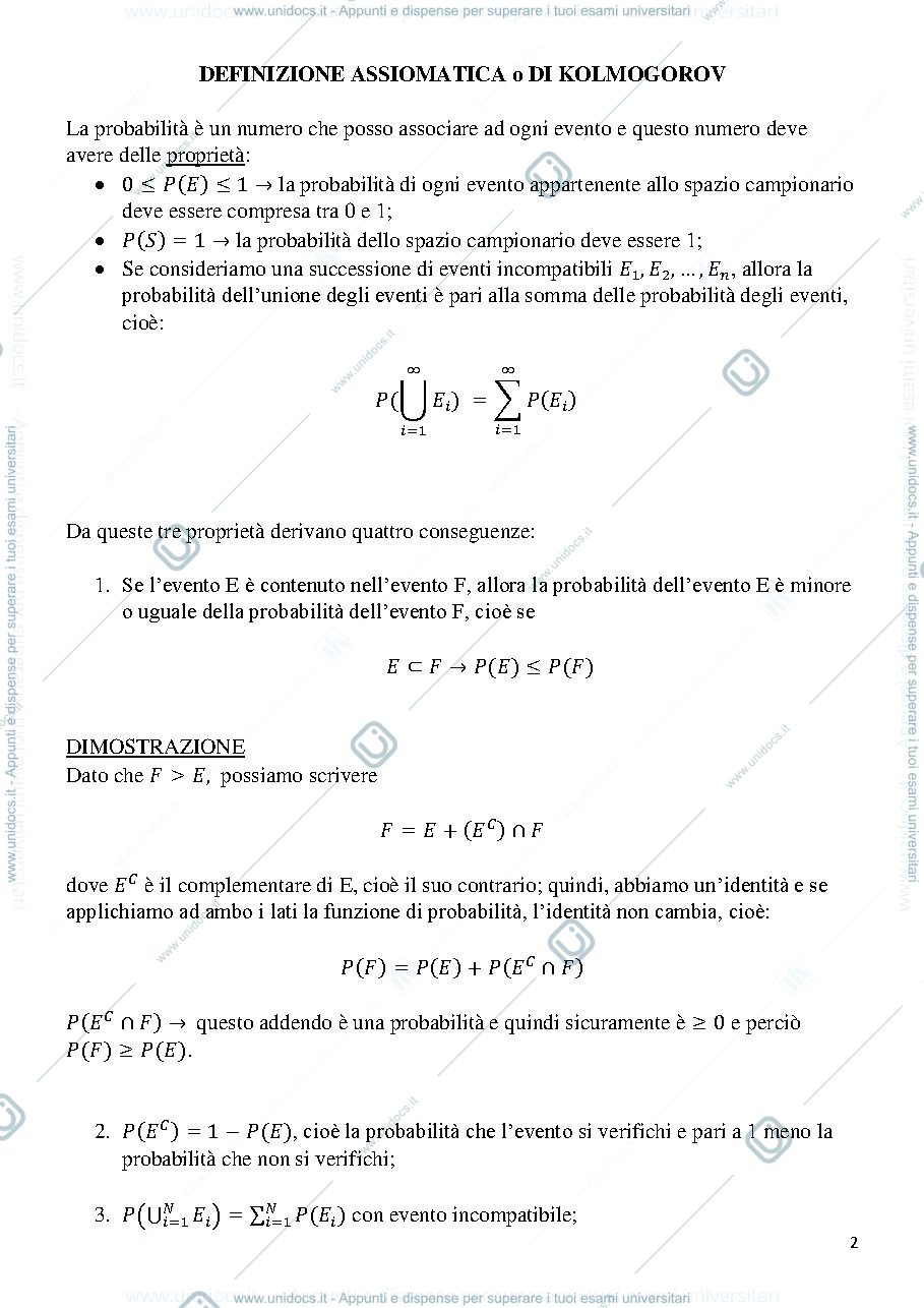 Anteprima pagina 2 — Dispensa Probabilità e processi stocastici