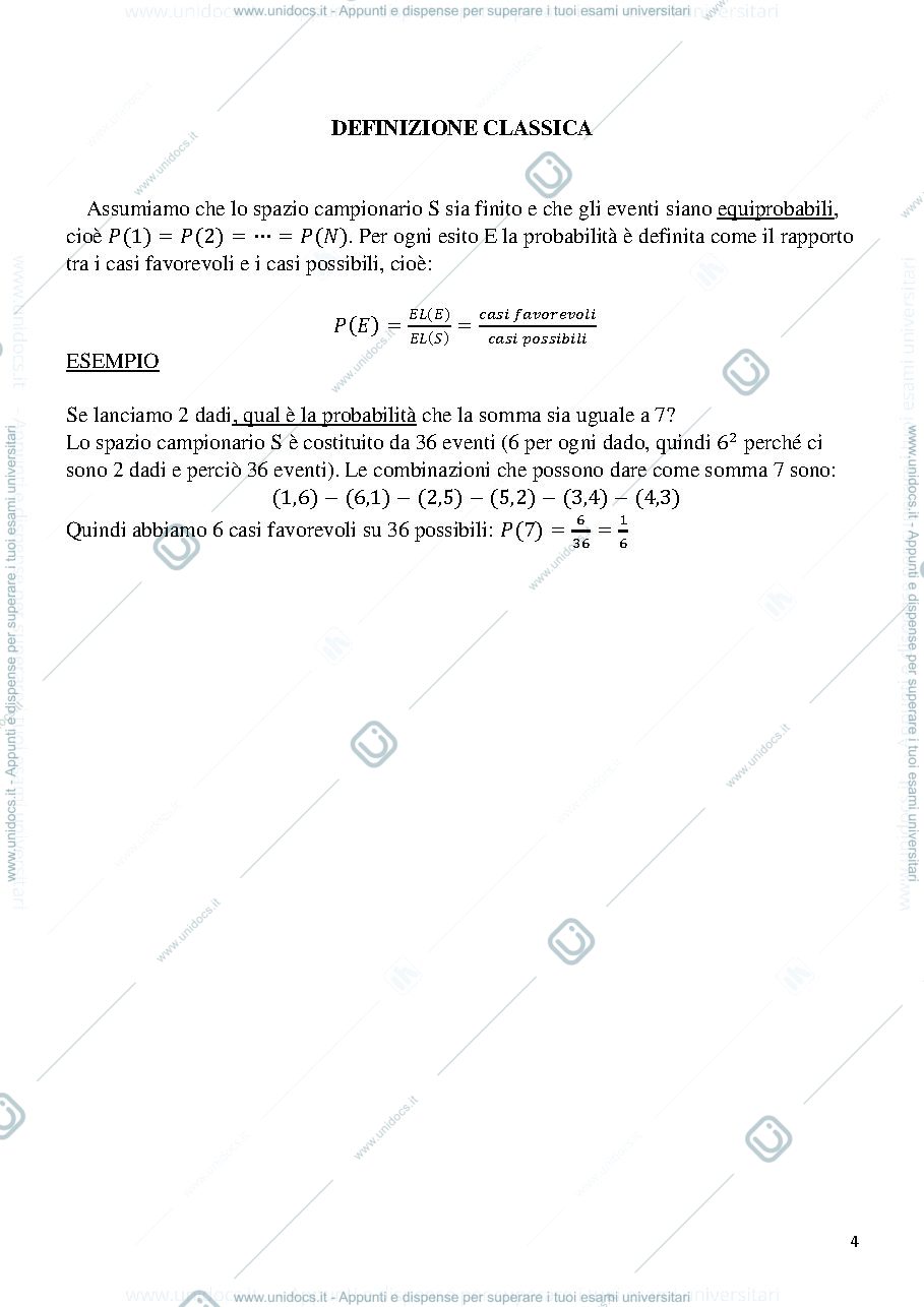 Anteprima pagina 4 — Dispensa Probabilità e processi stocastici