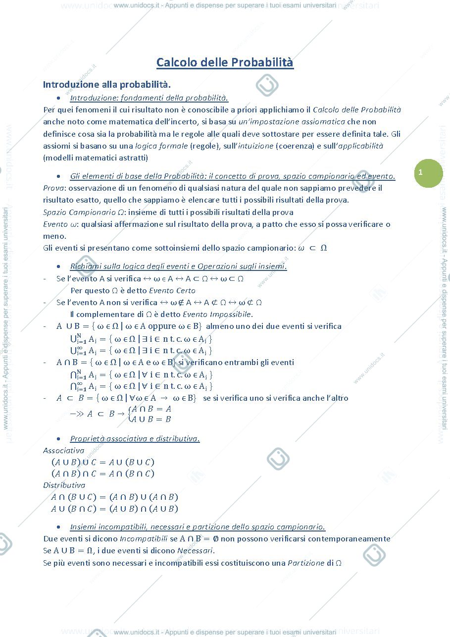 Anteprima pagina 1 — probabilità 