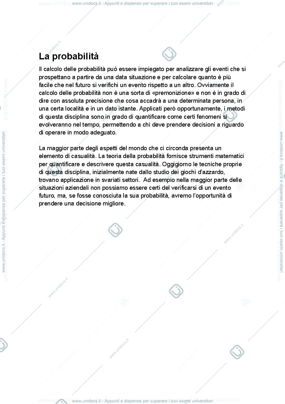 Anteprima pagina 1 — Teoria della probabilità