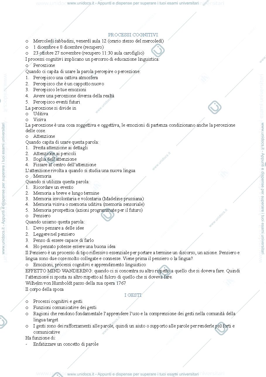 Anteprima pagina 1 — Processi cognitivi