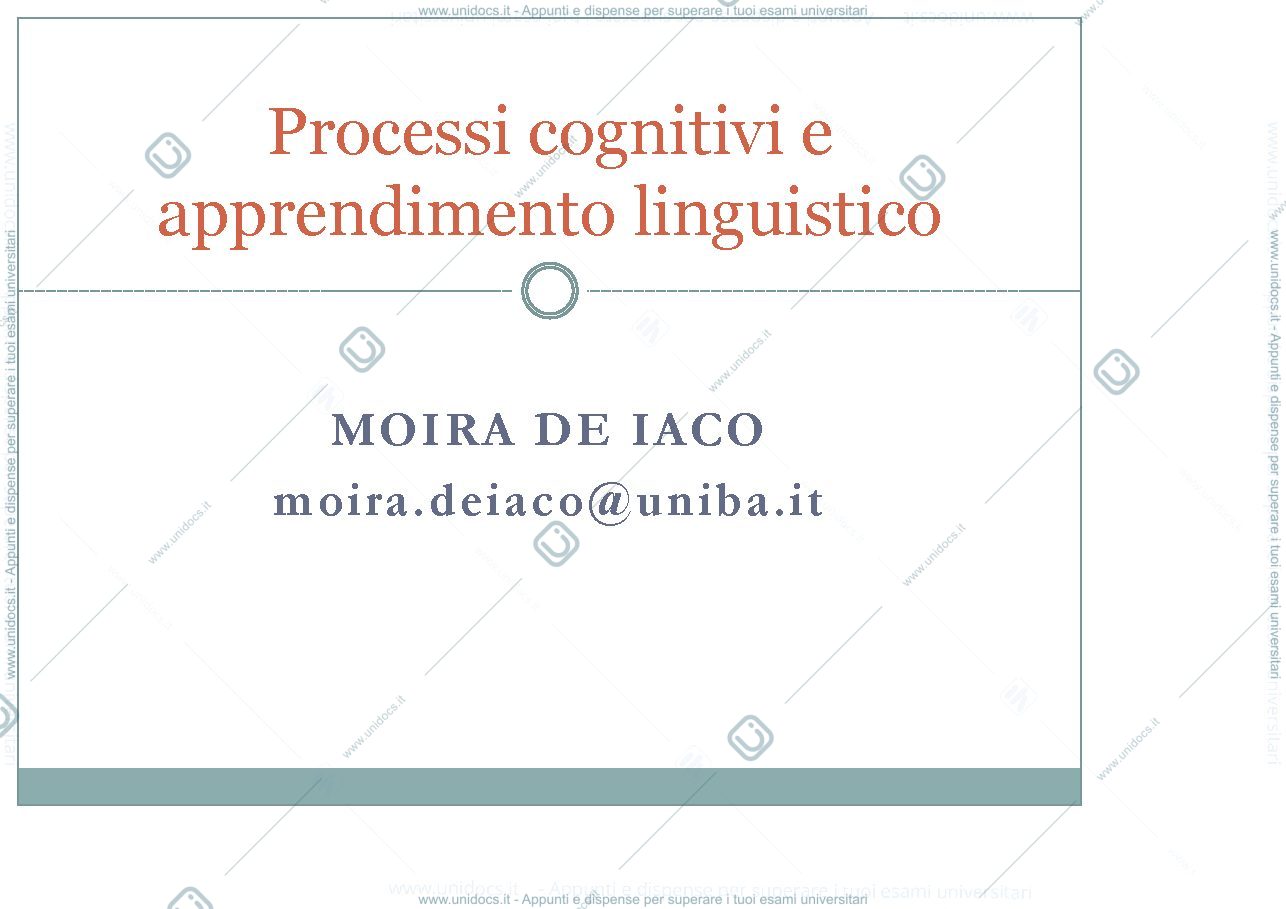 Anteprima pagina 1 — Processi cognitivi - De Iaco