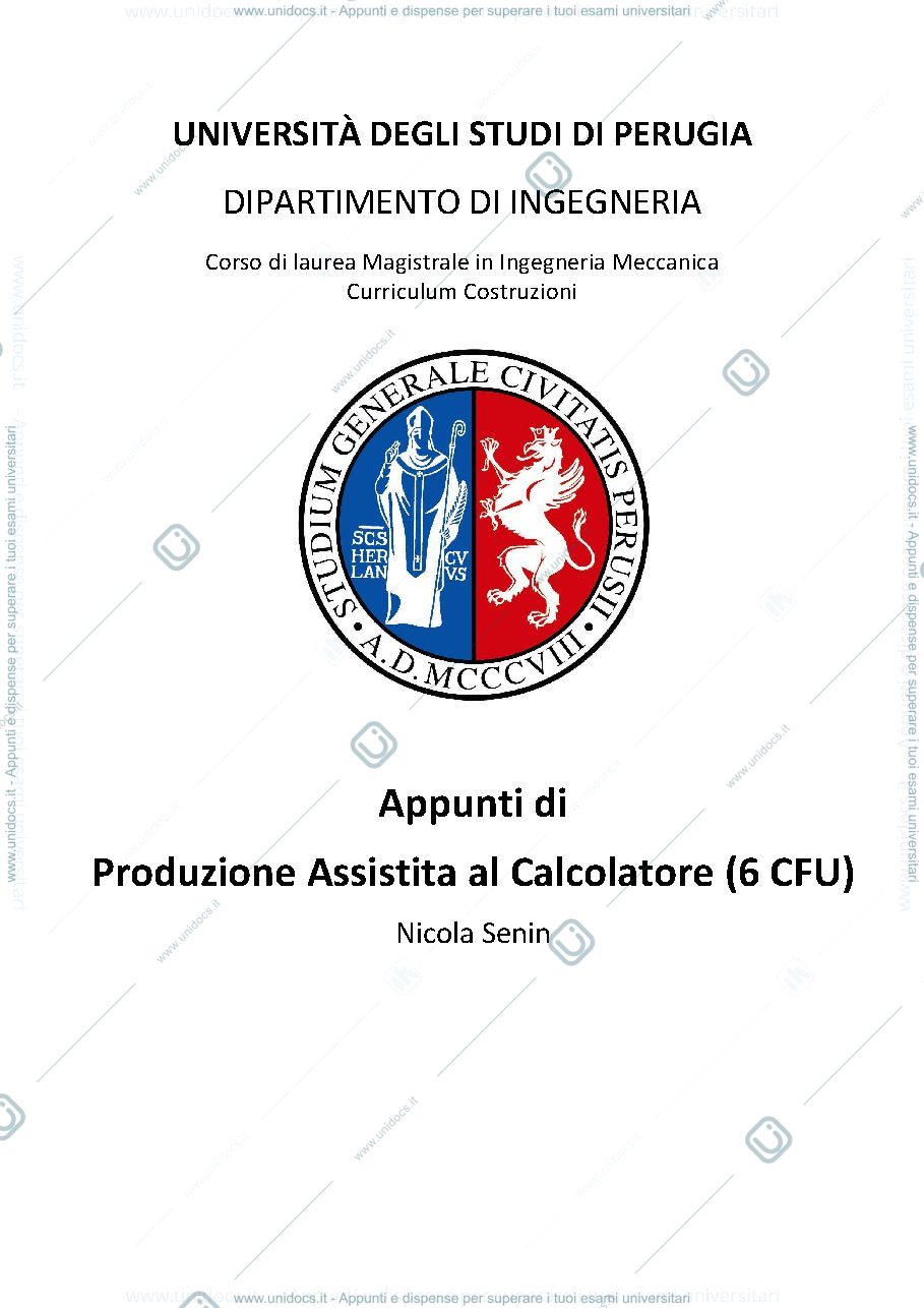 Anteprima pagina 1 — Riassunto Produzione Assistita al calcolatore