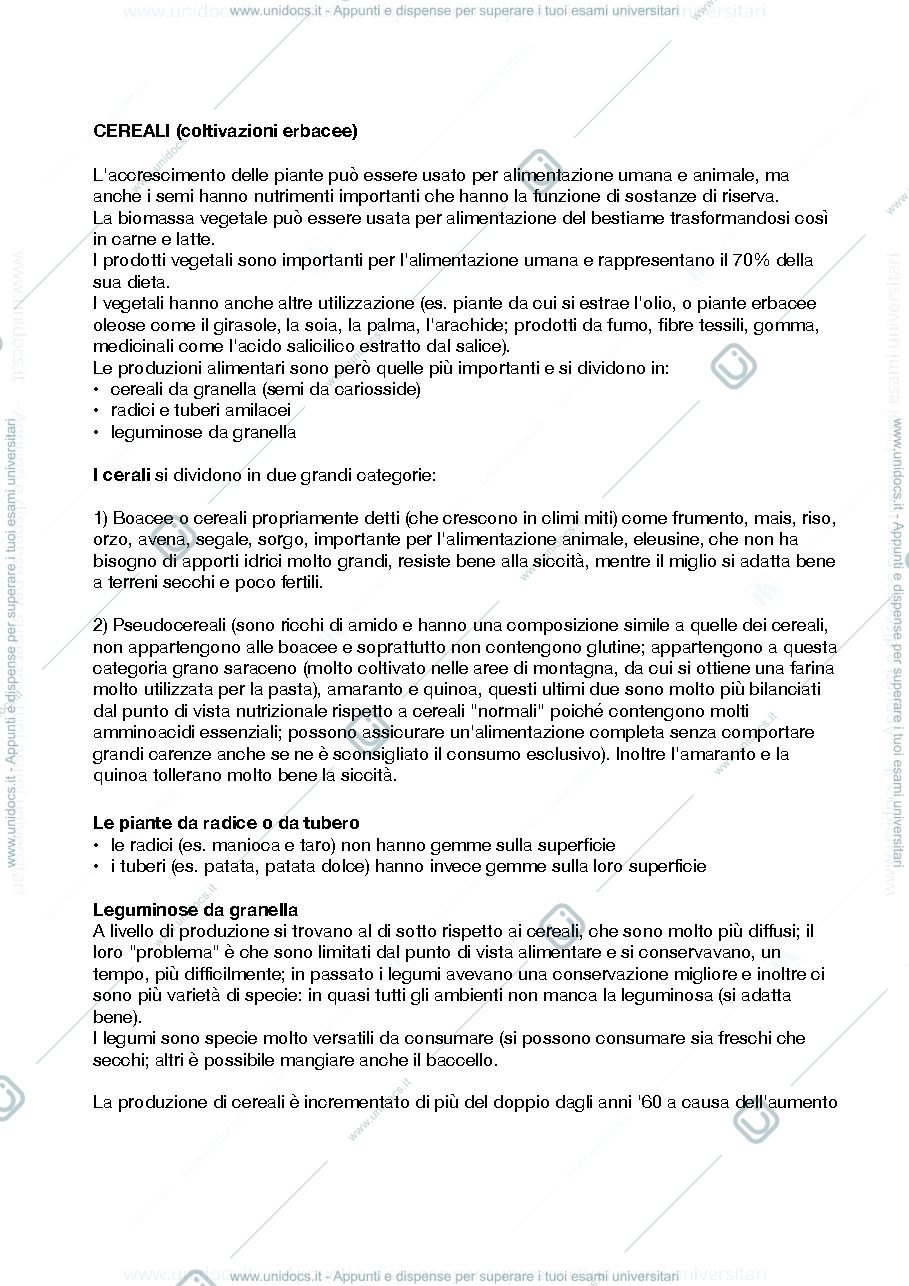 Anteprima pagina 1 — Appunti produzioni vegetali