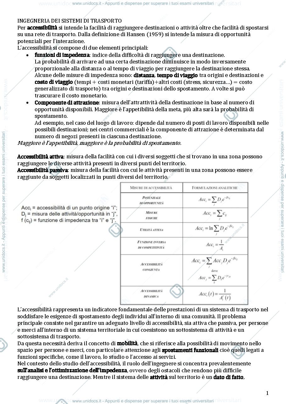 Anteprima pagina 1 — Ingegneria dei sistemi di trasporto