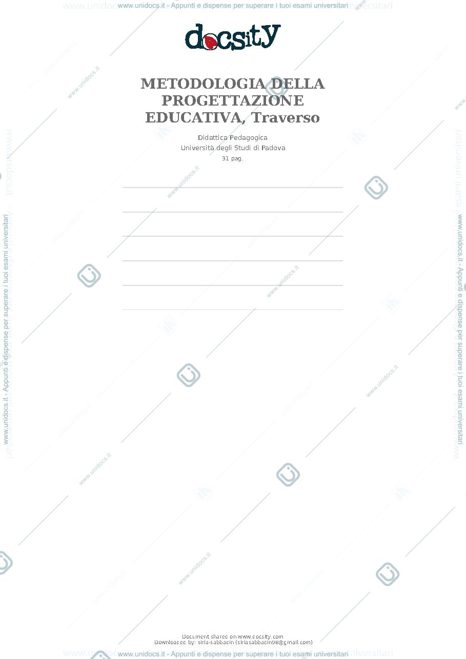 Anteprima pagina 1 — Metodologia della progettazione educativa