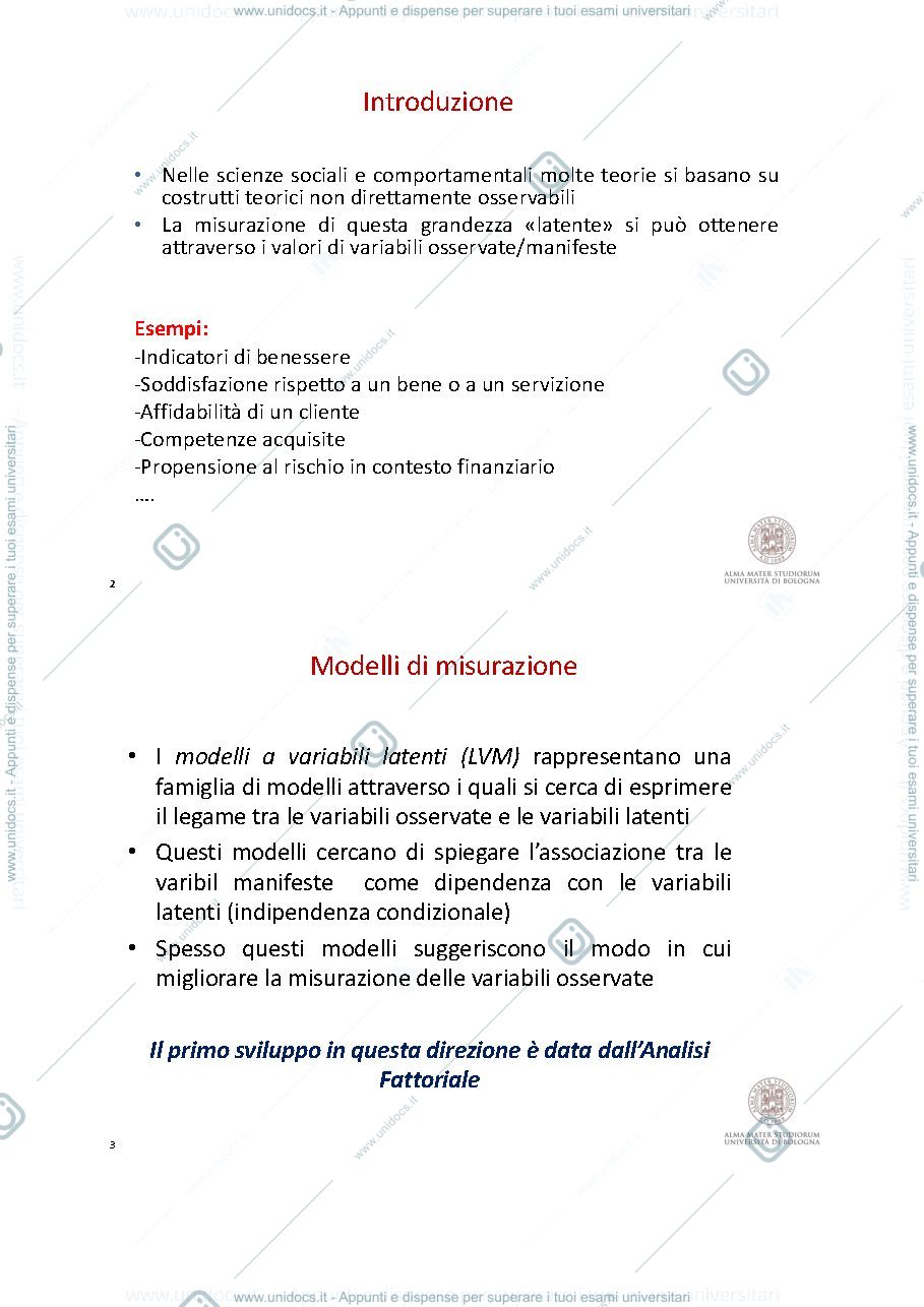 Anteprima pagina 1 — Analisi fattoriale