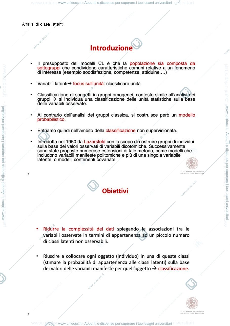 Anteprima pagina 1 — Analisi di classi latenti