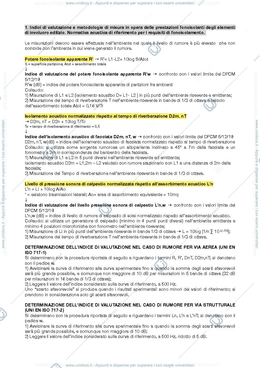 Anteprima pagina 1 — Progetto fisico tecnica dell'edificio - Acustica