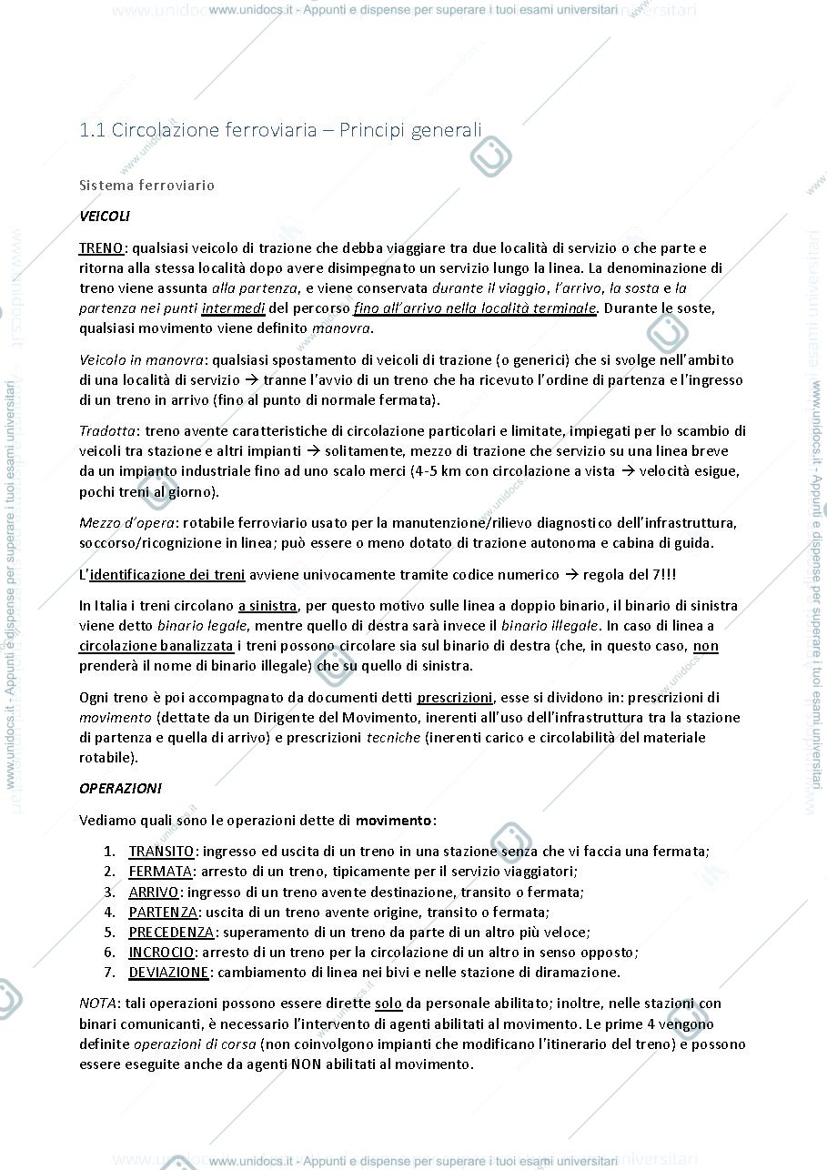 Anteprima pagina 1 — Esercizio Ferroviario - RIASSUNTI