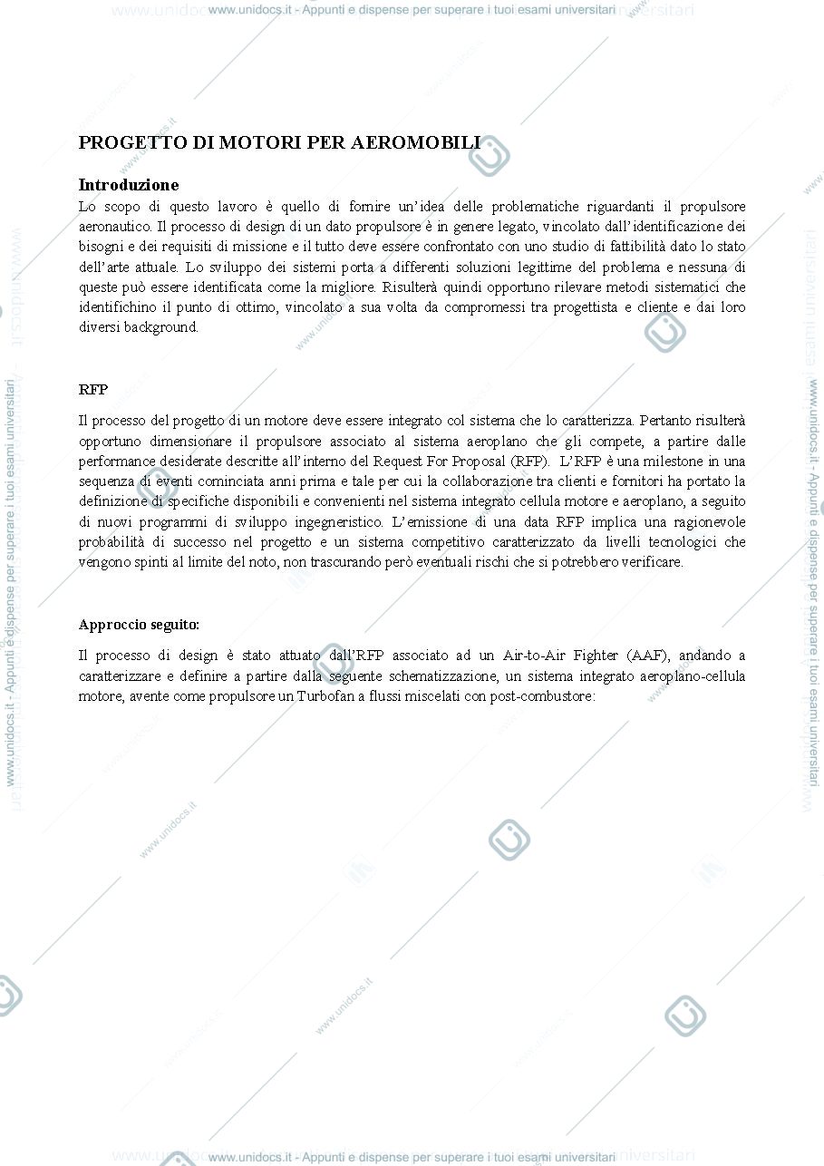 Anteprima pagina 1 — Progetto del corso di motori per aeromobili