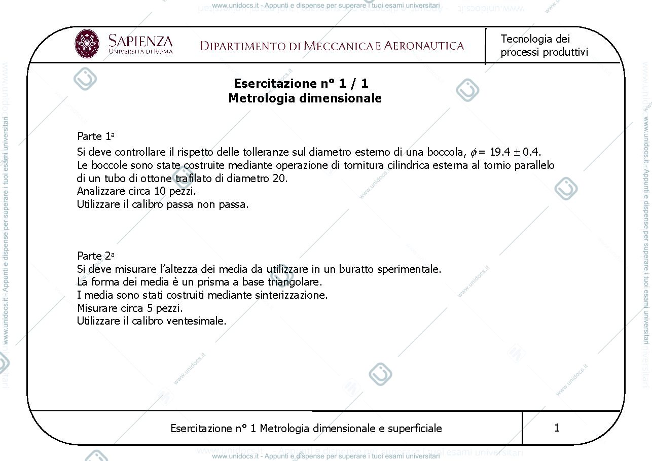 Anteprima pagina 1 — La misura delle condizioni operative